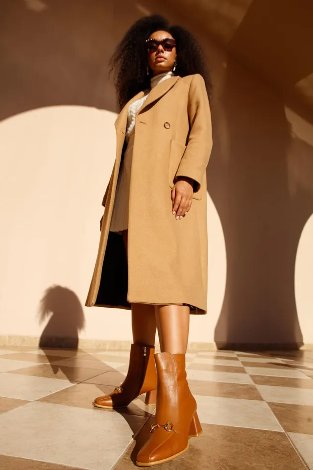 Women The Bukres Tan Leather Block Heel Mid Calf Boot Vinci Leather Best Sellers