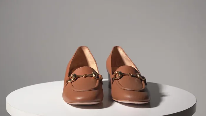 Women The Delhi Brown Leather Block Heel Pump Shoe Vinci Leather Best Sellers