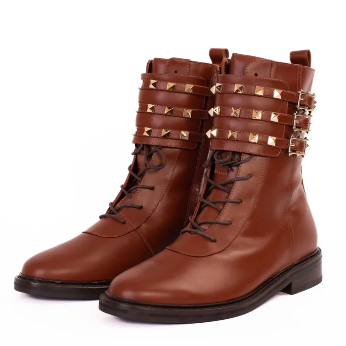 Women The Doncaster Brown Leather LaceUp Mid Calf Boot With A Side Zi Vinci Leather Boots and Booties