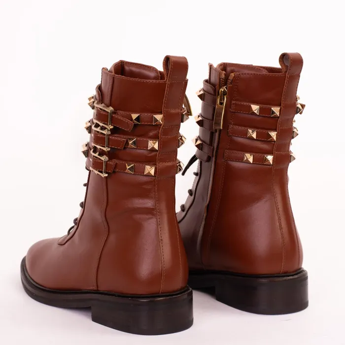 Women The Doncaster Brown Leather LaceUp Mid Calf Boot With A Side Zi Vinci Leather Boots and Booties