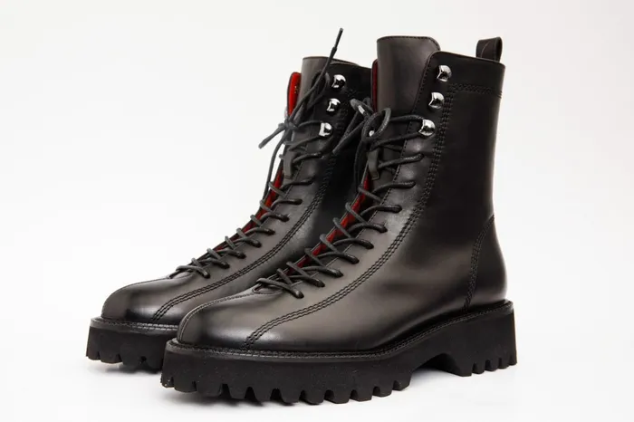 Women The Moreno Black Leather LaceUp Mid Calf Boot Vinci Leather Boots and Booties
