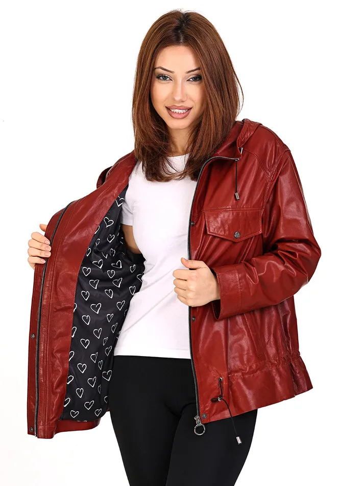 Women The Muncy Red Leather Jacket Vinci Leather Best Sellers