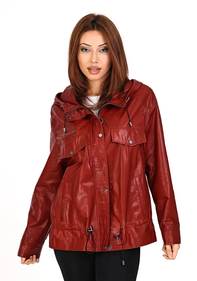 Women The Muncy Red Leather Jacket Vinci Leather Best Sellers
