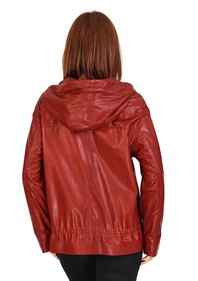 Women The Muncy Red Leather Jacket Vinci Leather Best Sellers