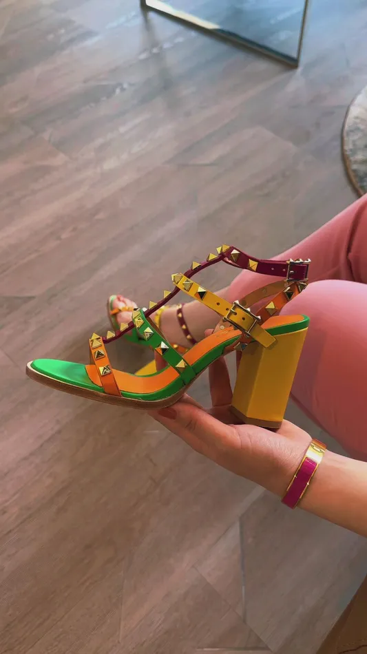 Women The Nejapa Block Heel Multicolor Leather Sandal Vinci Leather Best Sellers