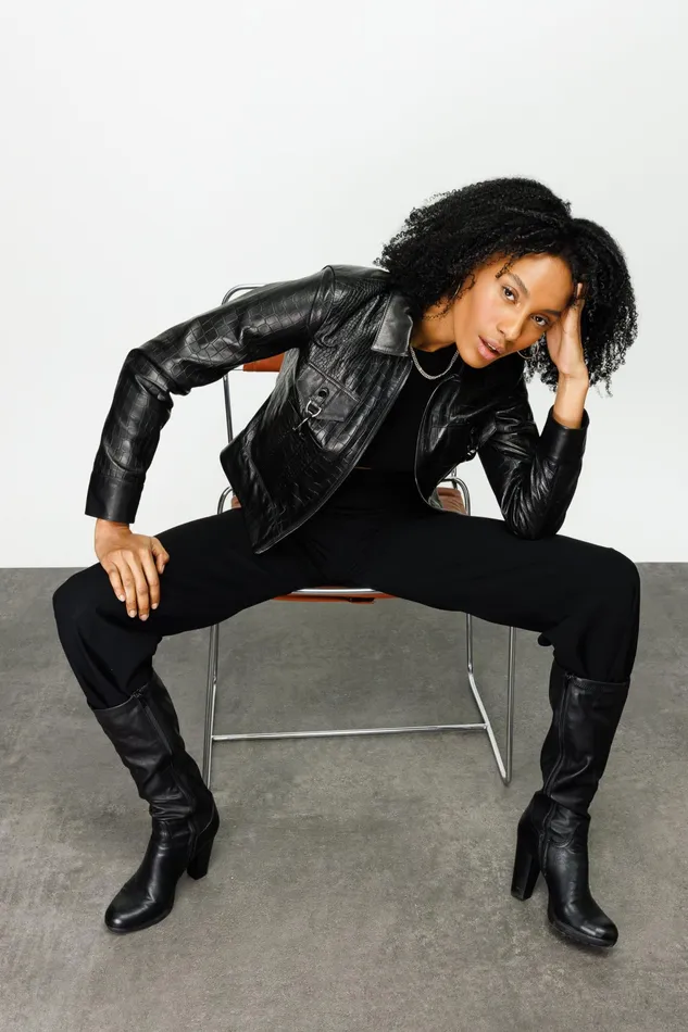 Women The Piane Black Leather Jacket Vinci Leather Leather Jackets