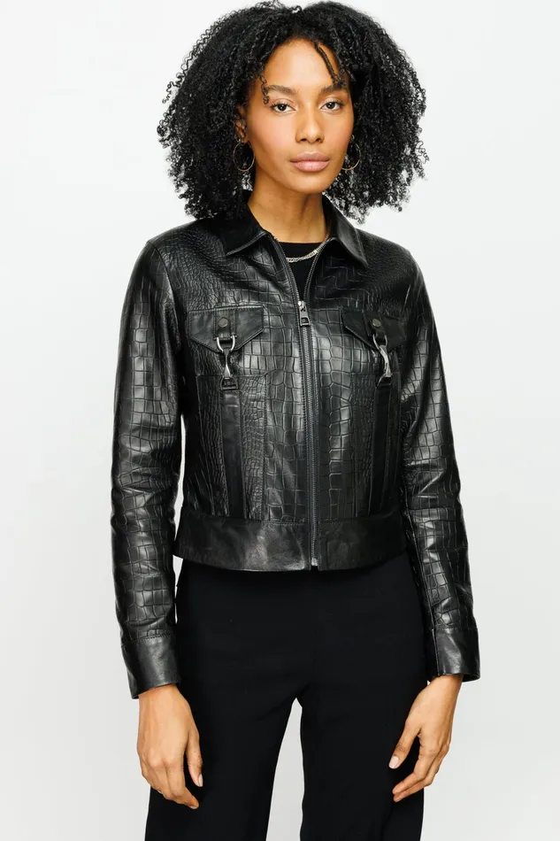 Women The Piane Black Leather Jacket Vinci Leather Leather Jackets