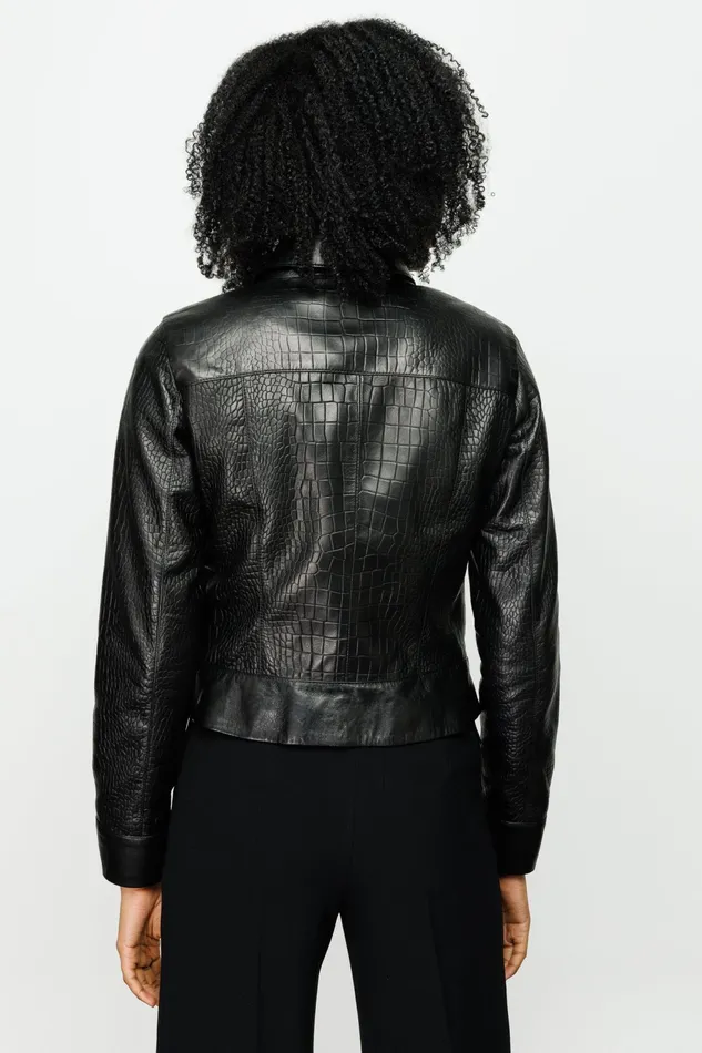 Women The Piane Black Leather Jacket Vinci Leather Leather Jackets