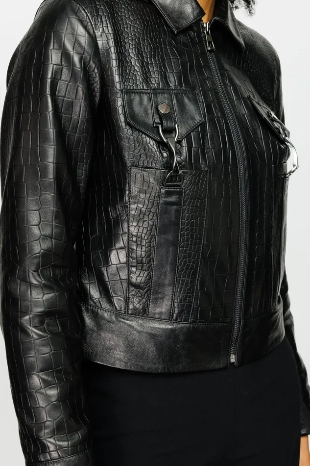 Women The Piane Black Leather Jacket Vinci Leather Leather Jackets