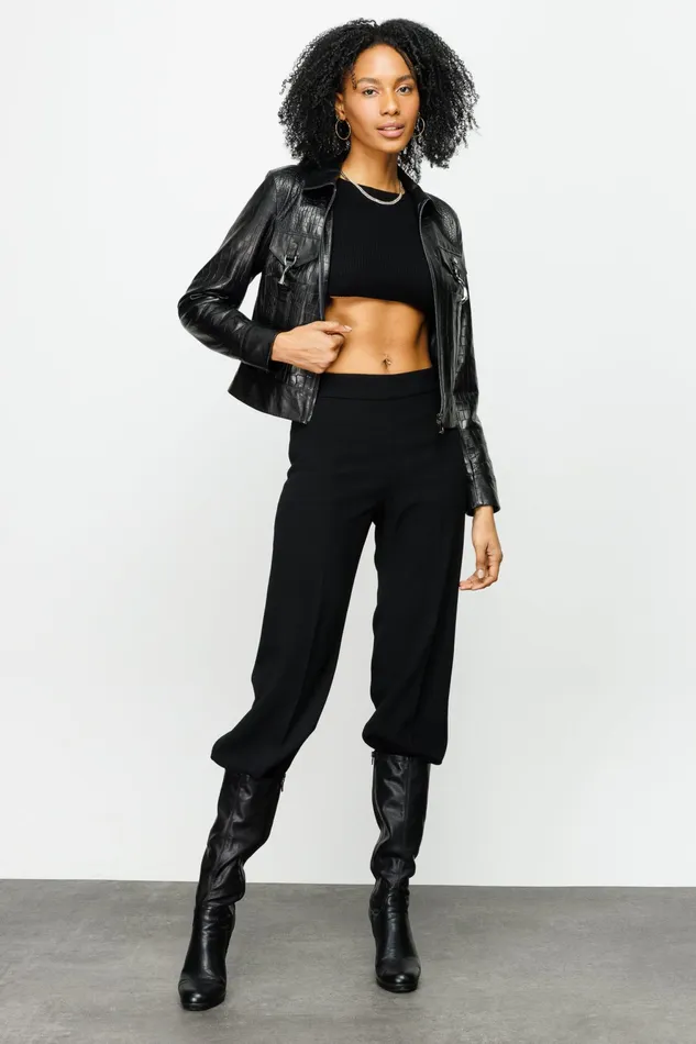 Women The Piane Black Leather Jacket Vinci Leather Leather Jackets