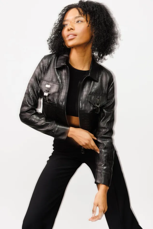 Women The Piane Black Leather Jacket Vinci Leather Leather Jackets