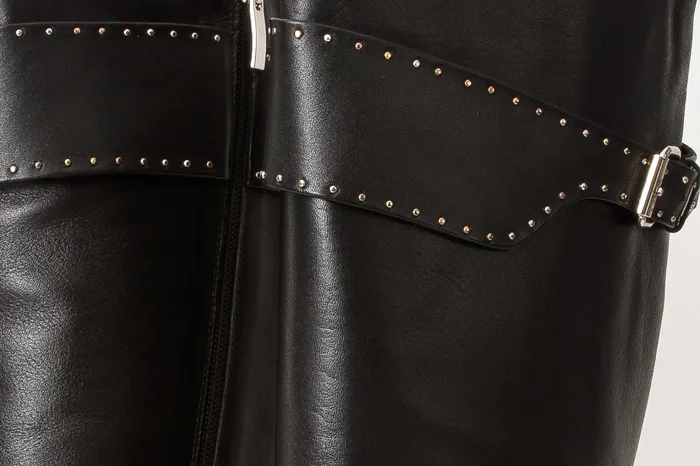 Women The Sariyer Black Leather Knee High Boot Vinci Leather Boots and Booties