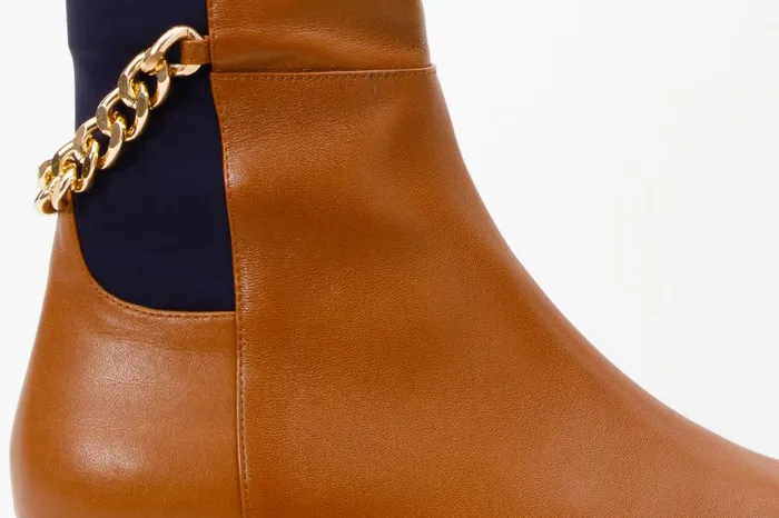 Women The Tallin Tan Leather Knee High Boot Vinci Leather Boots and Booties