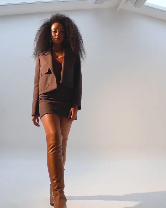 Women The Tallin Tan Leather Knee High Boot Vinci Leather Boots and Booties