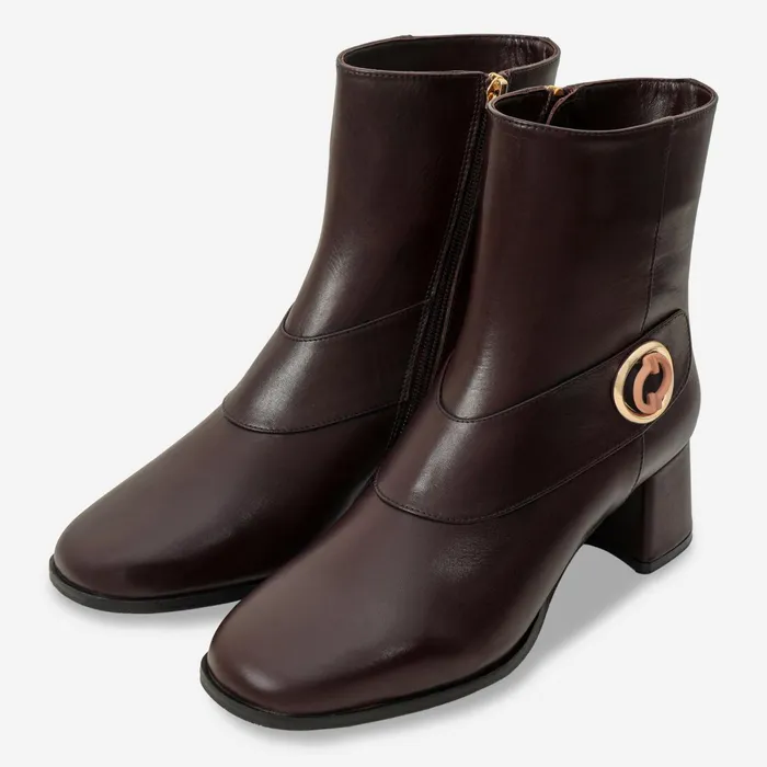 Women The Windsor Brown Leather Block Heel Boot Vinci Leather Best Sellers