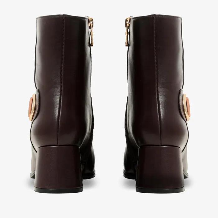 Women The Windsor Brown Leather Block Heel Boot Vinci Leather Best Sellers