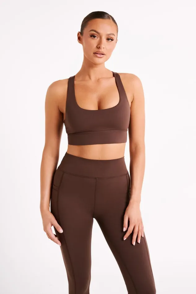 Women Thea Racerback Crop Top 8211 Dark Chocolate Darkchocolate Meshki Activewear