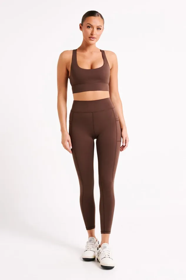 Women Thea Racerback Crop Top 8211 Dark Chocolate Darkchocolate Meshki Activewear