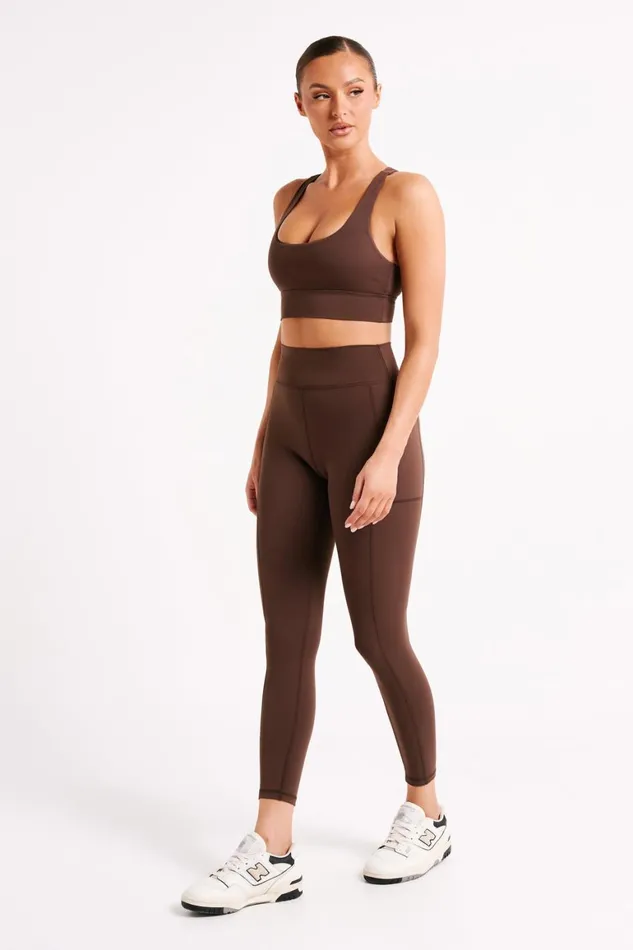 Women Thea Racerback Crop Top 8211 Dark Chocolate Darkchocolate Meshki Activewear