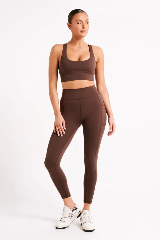 Women Thea Racerback Crop Top 8211 Dark Chocolate Darkchocolate Meshki Activewear