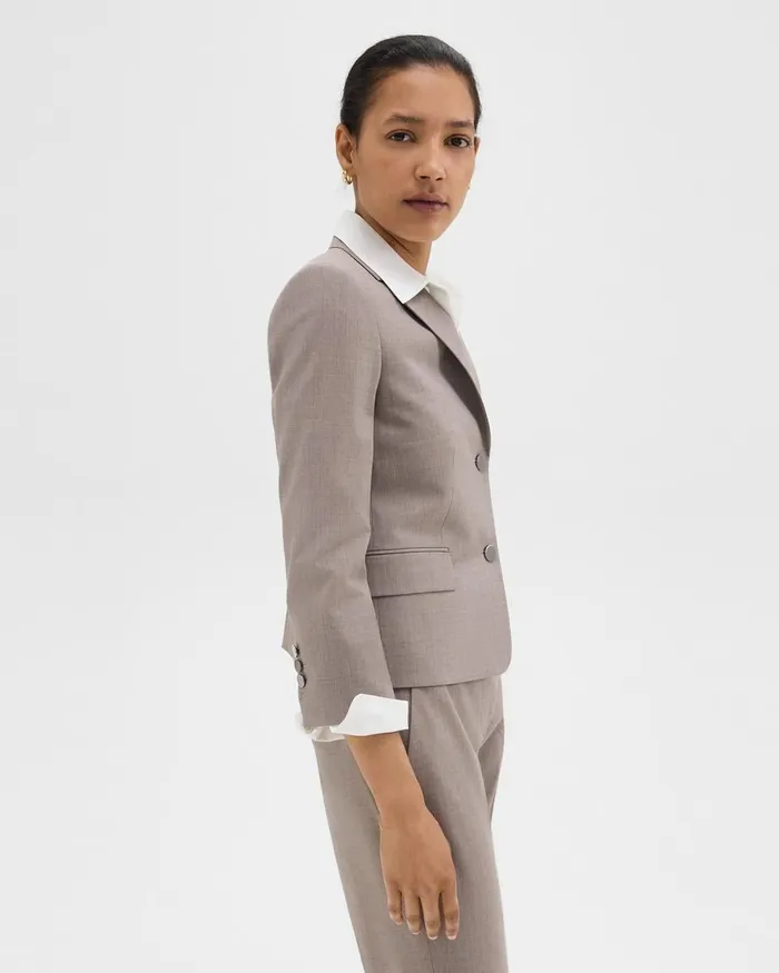 Women Theory Blazers Jackets Boxy Blazer In Good Wool Cinder Melange