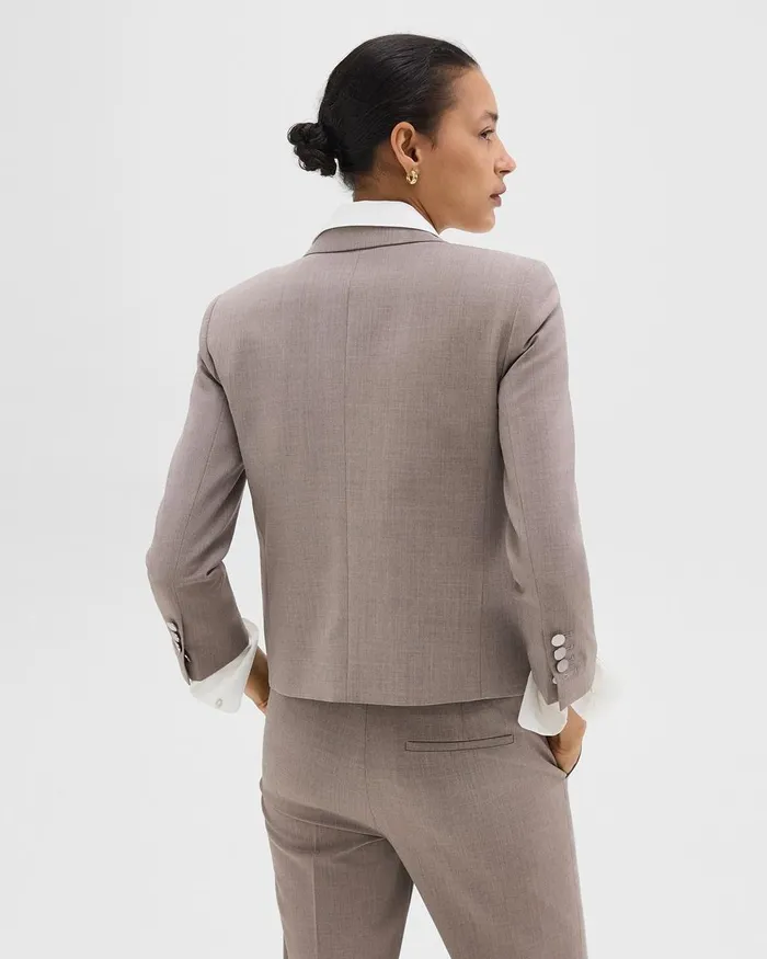 Women Theory Blazers Jackets Boxy Blazer In Good Wool Cinder Melange