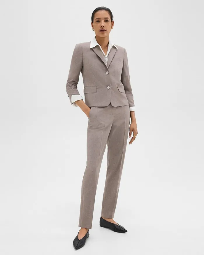 Women Theory Blazers Jackets Boxy Blazer In Good Wool Cinder Melange