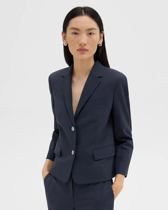 Women Theory Blazers Jackets Boxy Blazer In Good Wool Nocturne Navy