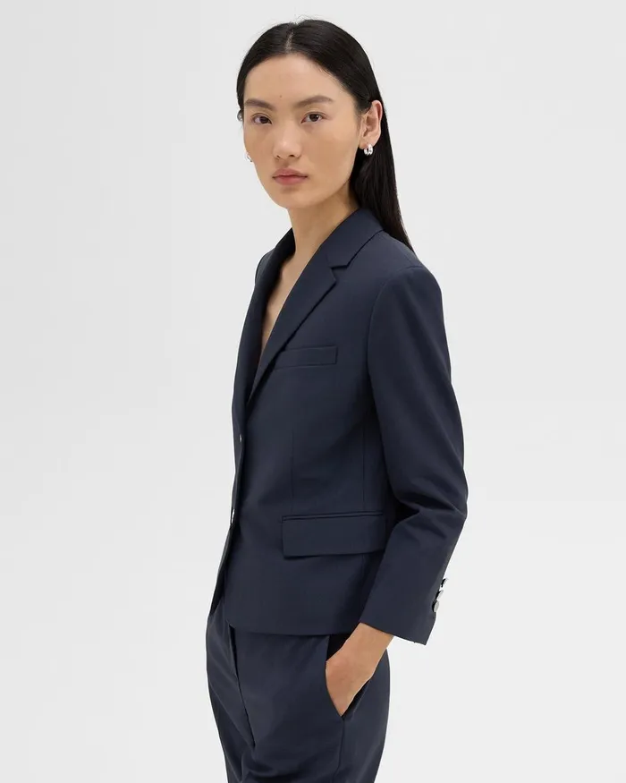Women Theory Blazers Jackets Boxy Blazer In Good Wool Nocturne Navy