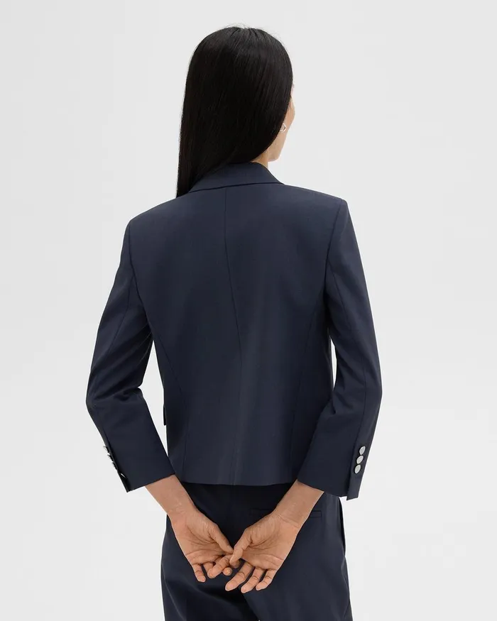 Women Theory Blazers Jackets Boxy Blazer In Good Wool Nocturne Navy