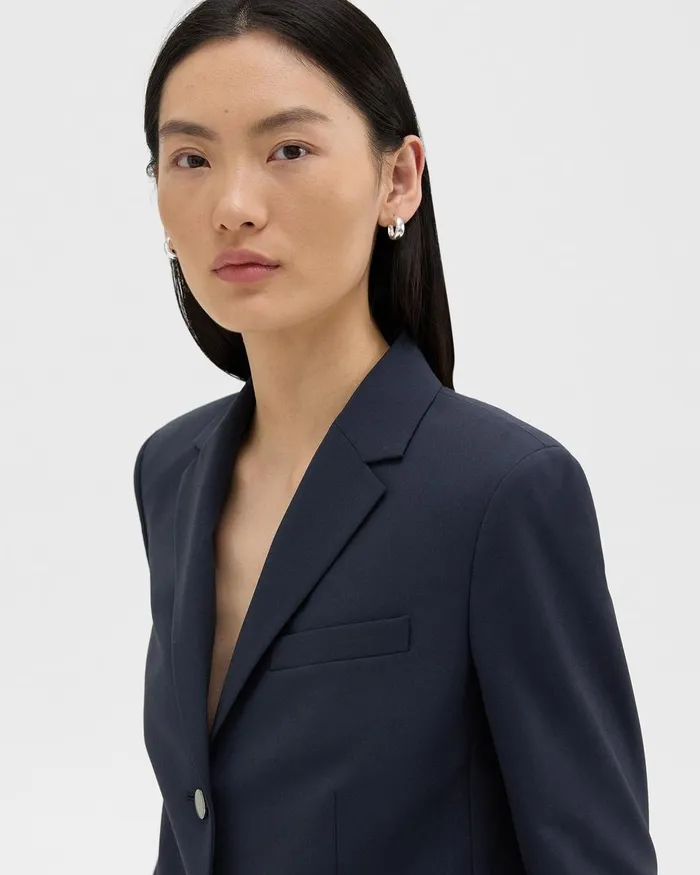 Women Theory Blazers Jackets Boxy Blazer In Good Wool Nocturne Navy