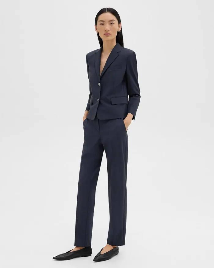 Women Theory Blazers Jackets Boxy Blazer In Good Wool Nocturne Navy