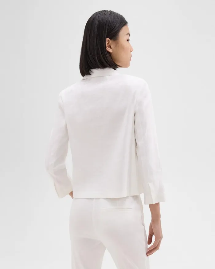Women Theory Blazers Jackets Boxy Patch Pocket Blazer In Good Linen White