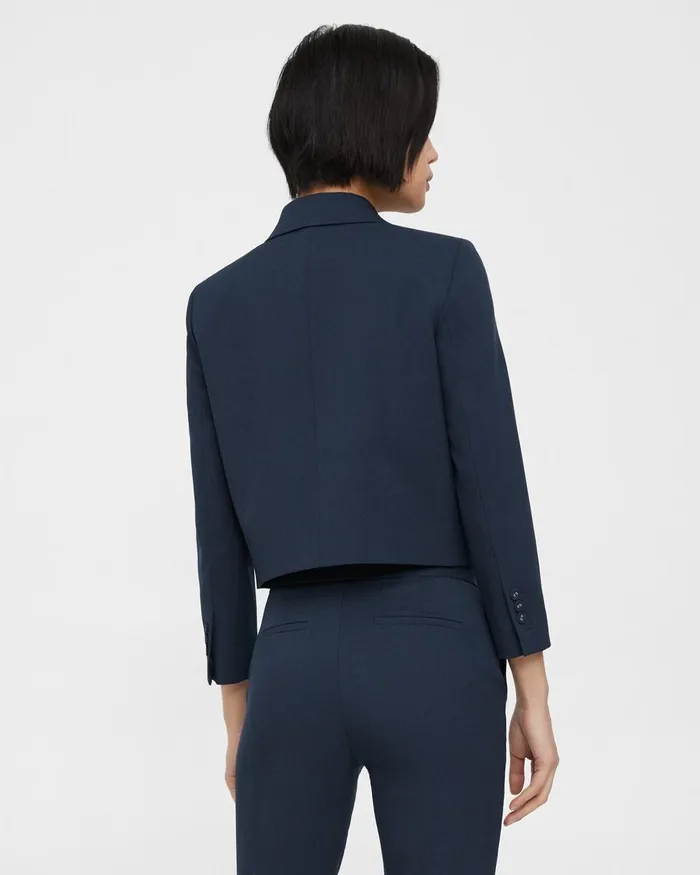 Women Theory Blazers Jackets Cropped Jacket In Textured Gabardine Baltic