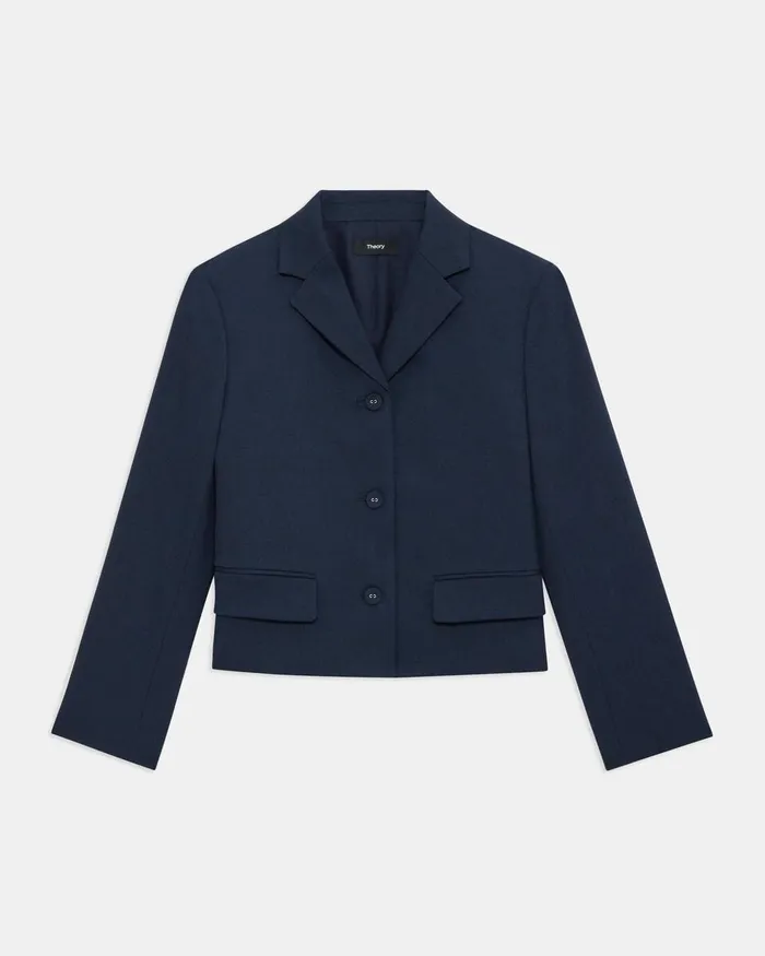 Women Theory Blazers Jackets Cropped Jacket In Textured Gabardine Baltic