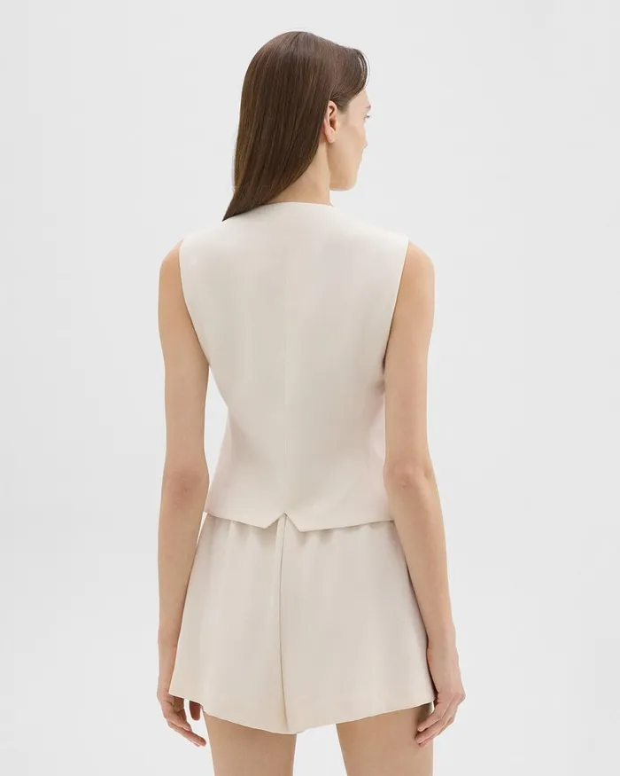 Women Theory Blazers Jackets Slim Vest In Striped Admiral Crepe Rice