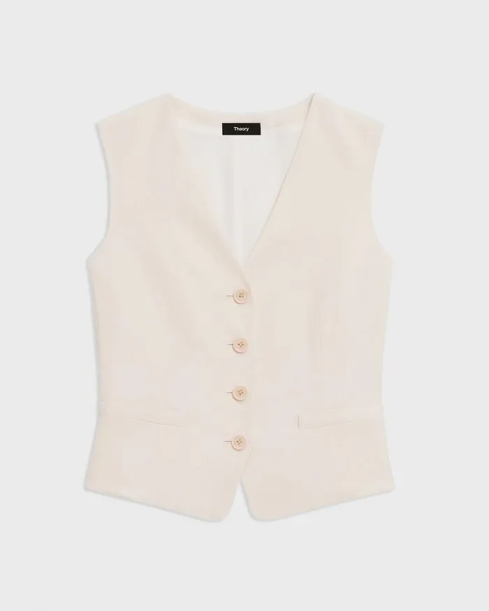 Women Theory Blazers Jackets Slim Vest In Striped Admiral Crepe Rice