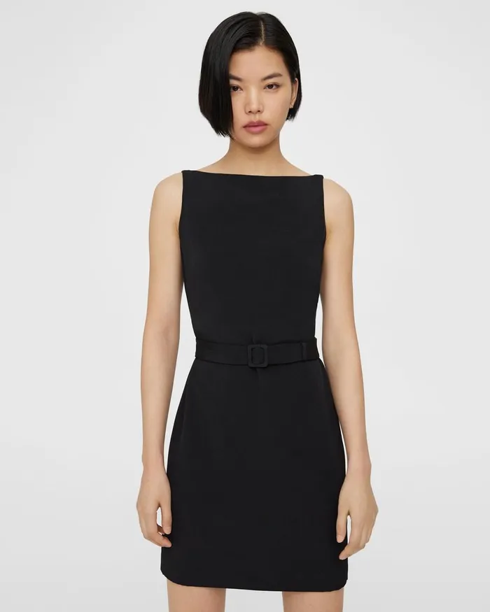 Women Theory Dresses Belted Sheath Dress In Viscose Black