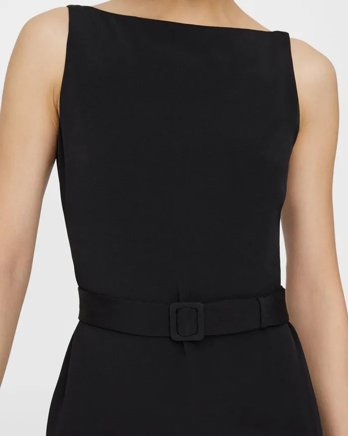 Women Theory Dresses Belted Sheath Dress In Viscose Black