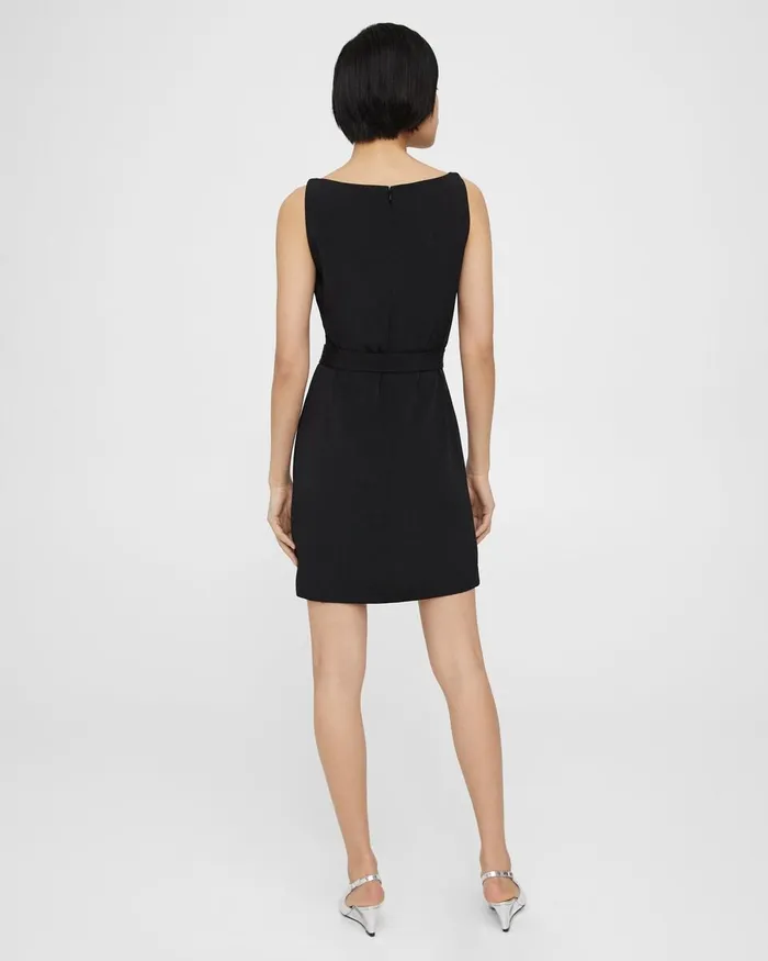 Women Theory Dresses Belted Sheath Dress In Viscose Black