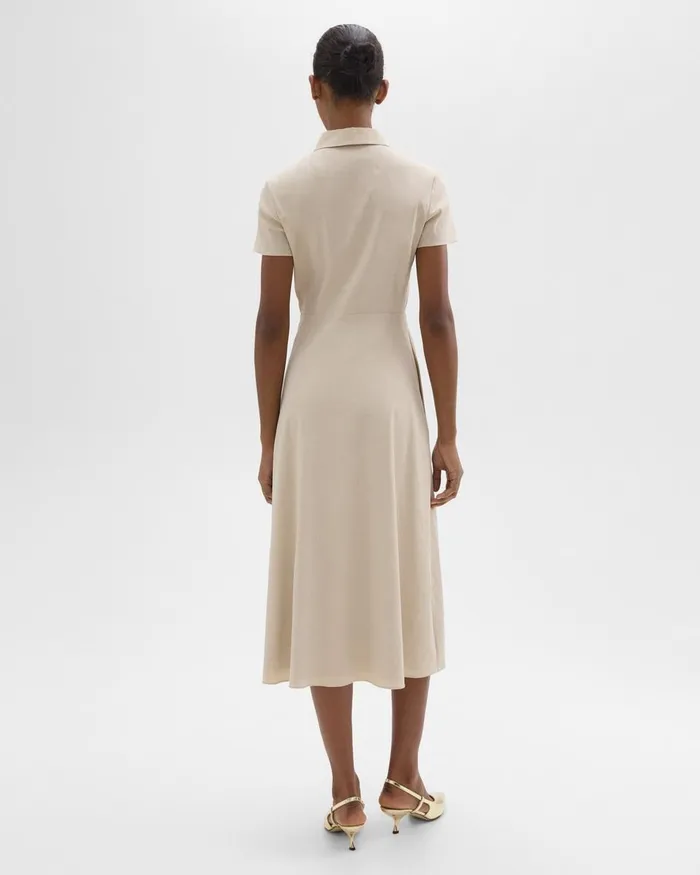 Women Theory Dresses Midi Shirt Dress In Good Linen Straw