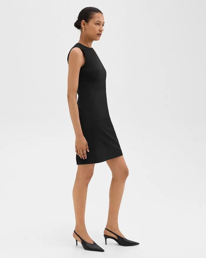 Women Theory Dresses Sleeveless Fitted Dress In Good Wool Black