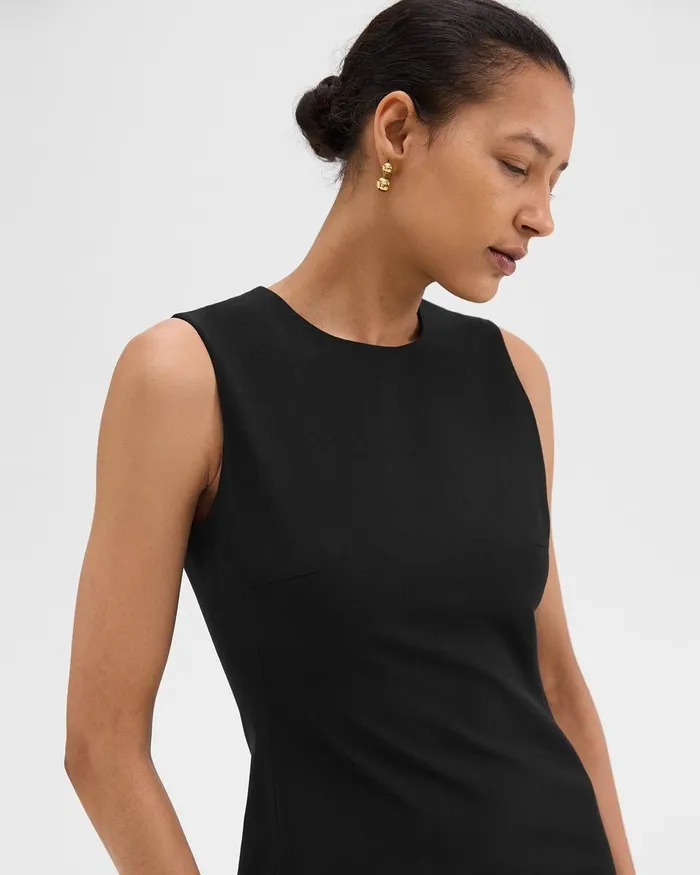 Women Theory Dresses Sleeveless Fitted Dress In Good Wool Black
