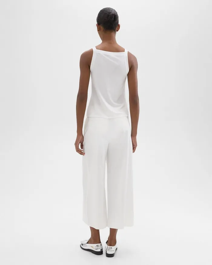 Women Theory Pants Cropped WideLeg Pant In Good Linen White