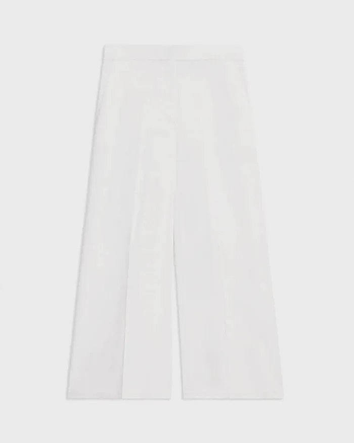 Women Theory Pants Cropped WideLeg Pant In Good Linen White