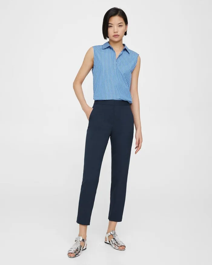 Women Theory Pants Fitted Pant In Textured Gabardine Baltic