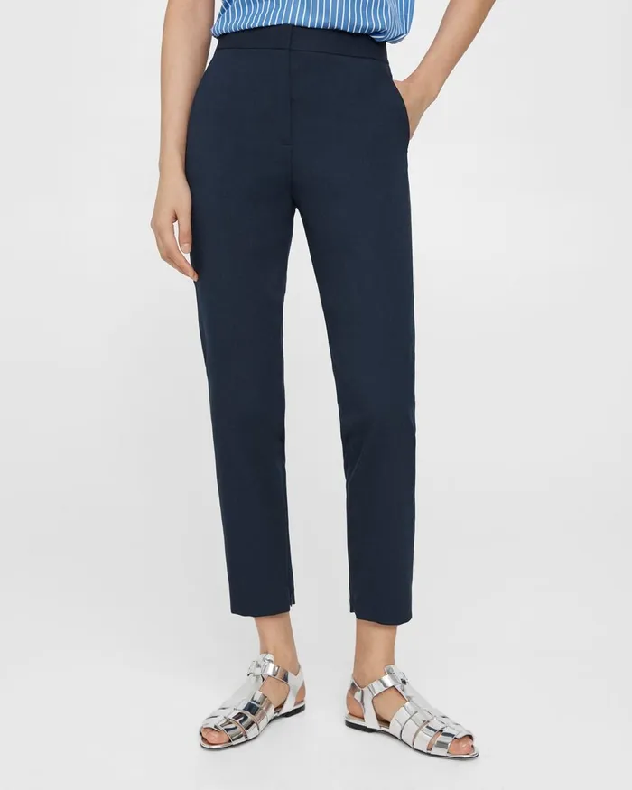 Women Theory Pants Fitted Pant In Textured Gabardine Baltic