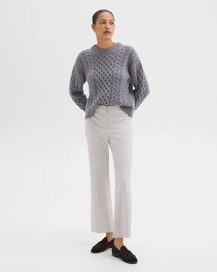 Women Theory Pants Kick Pant In Herringbone Knit Light Grey Melange