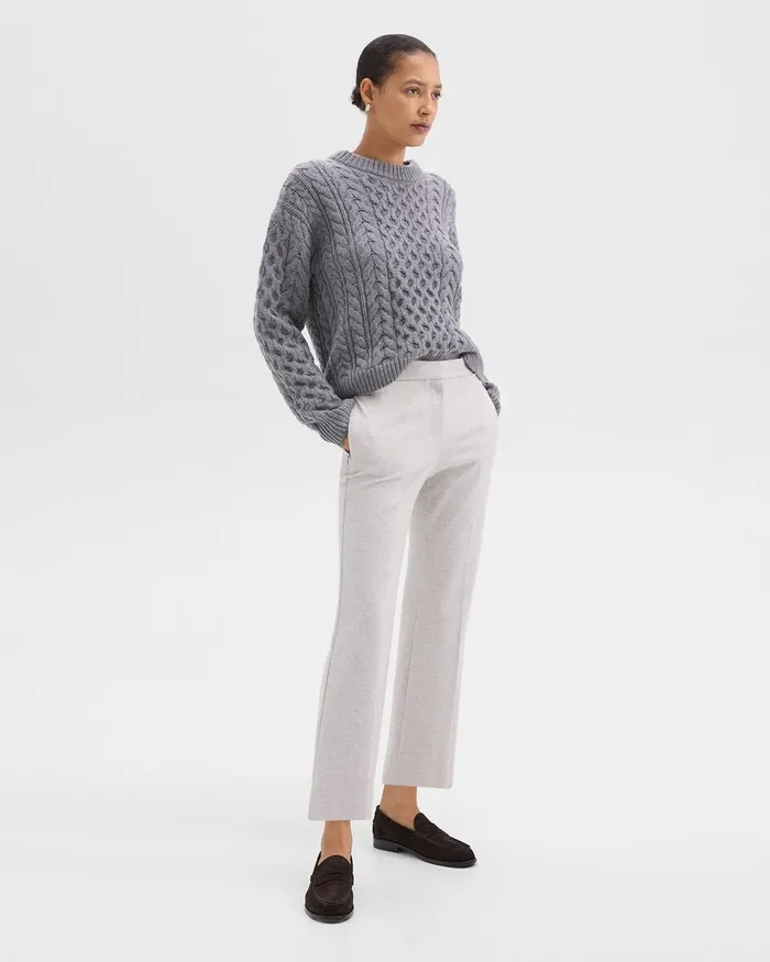 Women Theory Pants Kick Pant In Herringbone Knit Light Grey Melange