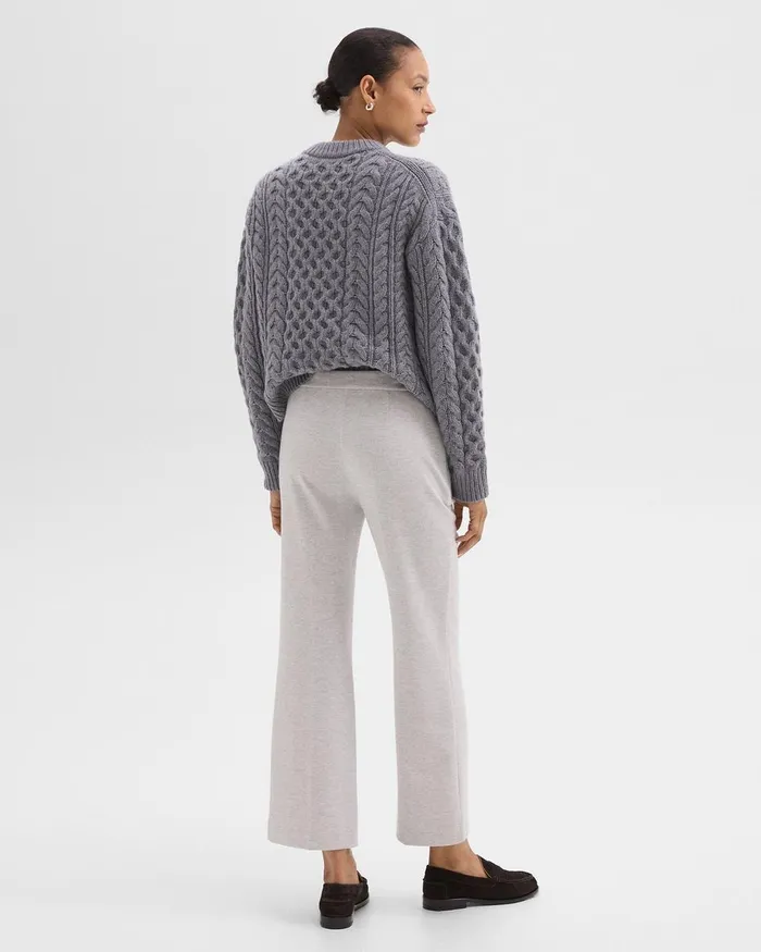 Women Theory Pants Kick Pant In Herringbone Knit Light Grey Melange